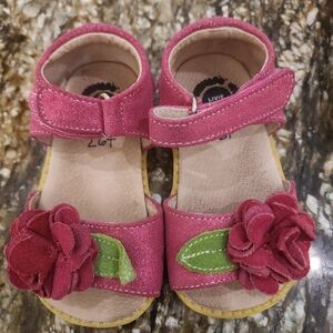Livie & Luca Fuchsia Sandals with Floral Accent